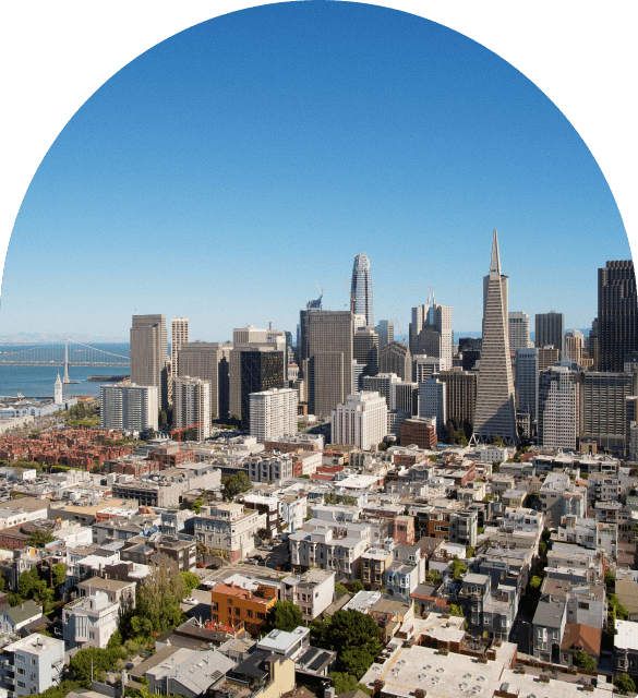 San Francisco skyline and surrounding homes
