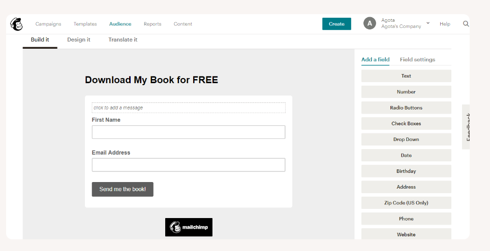 Mailchimp's Warning Message