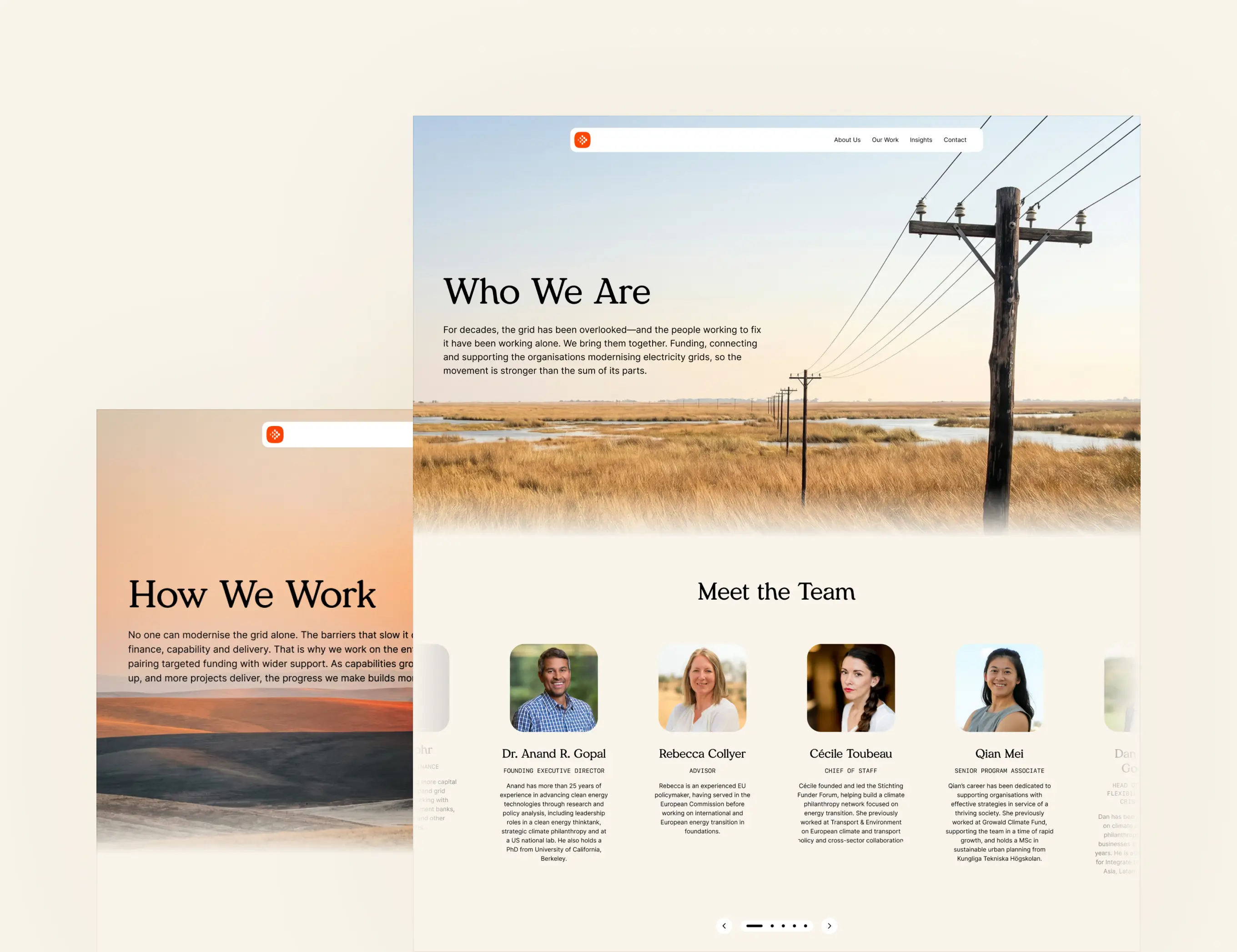 GGC website design of the Who We Are and How We Work pages