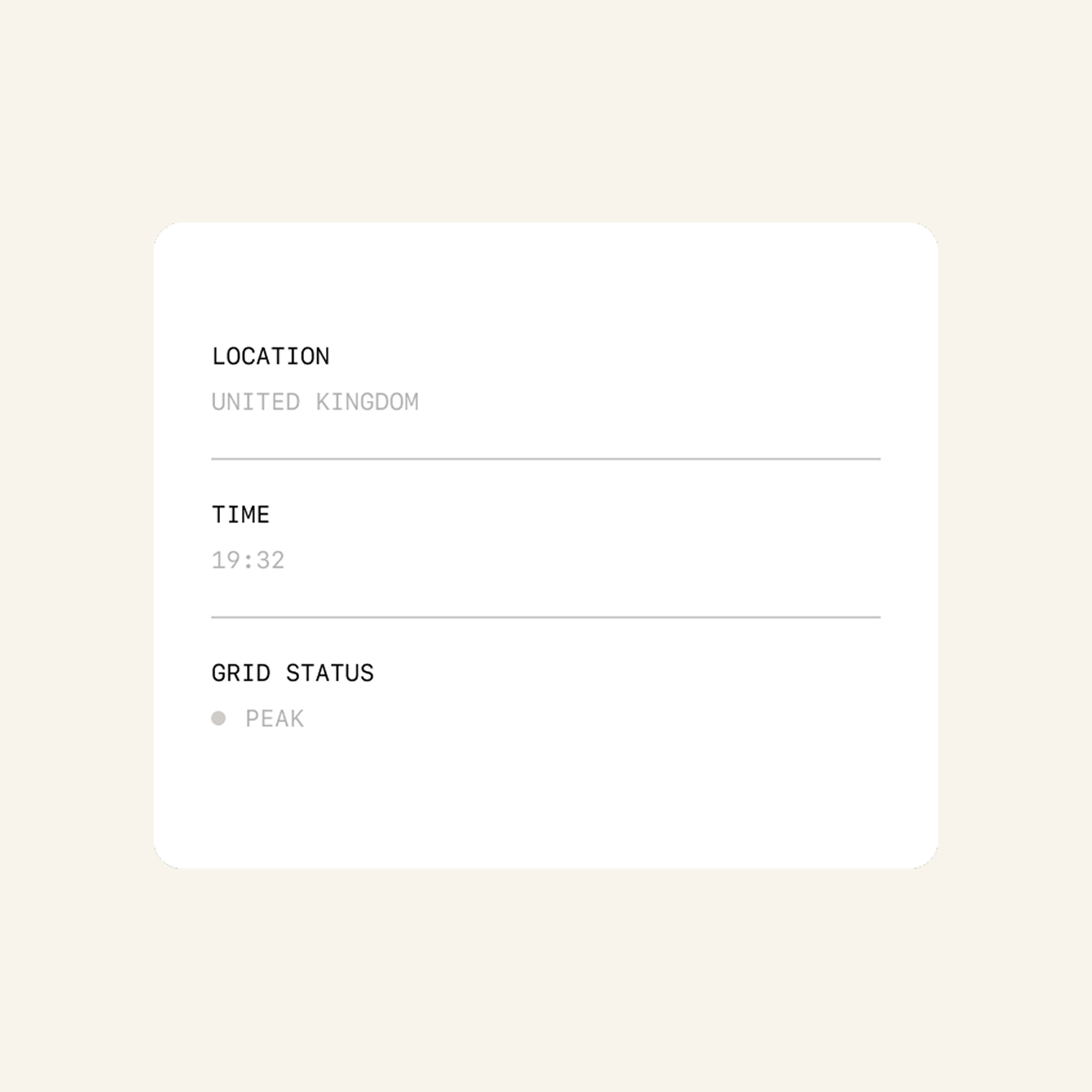 GGC website design detail of the localised data