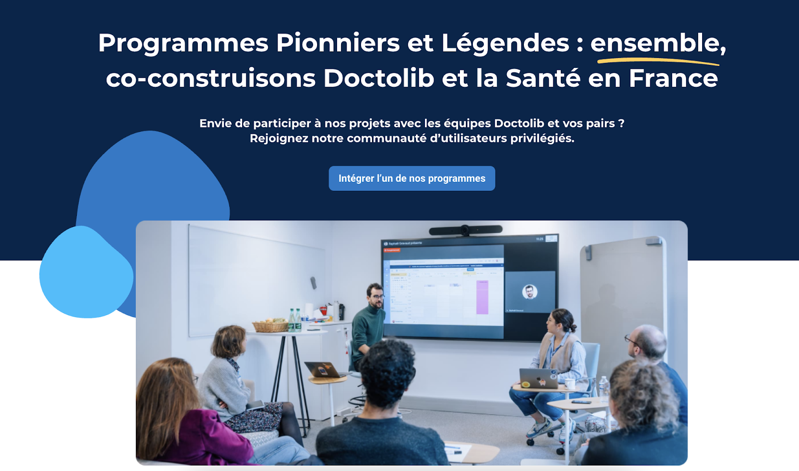 Screenshot of Doctolib's community page 