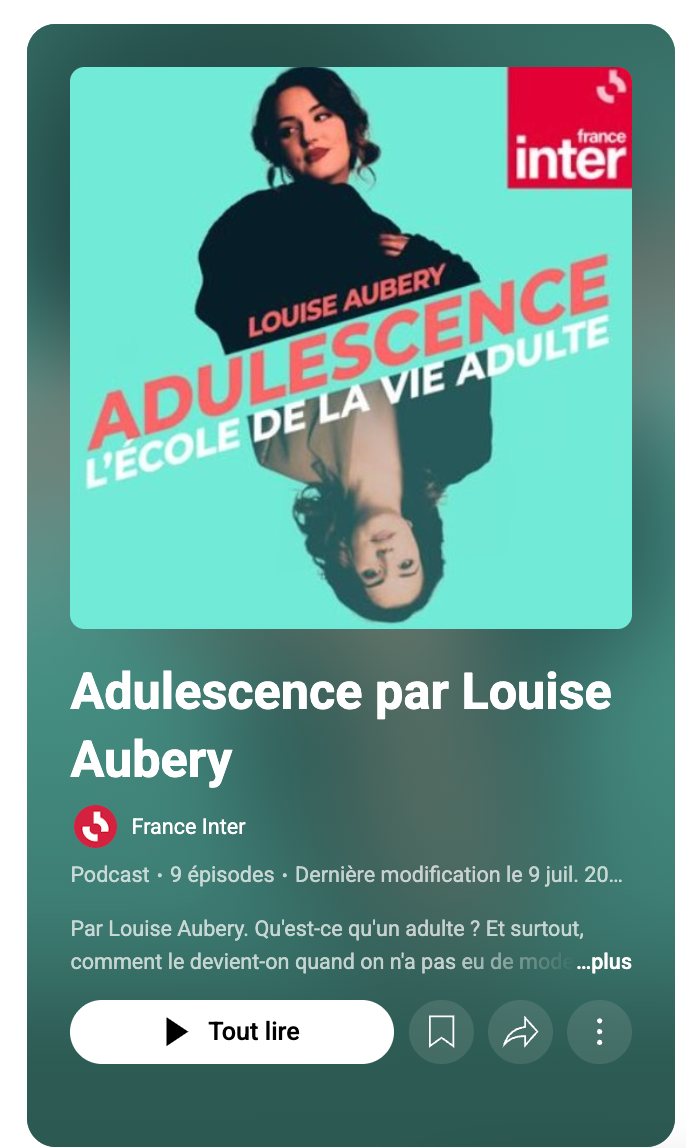 Couverture du podcast de la créatrice Louise Aubery sur France Inter