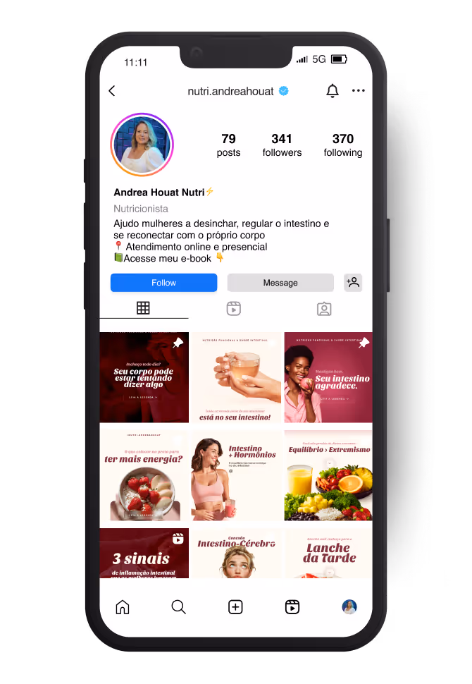 Demonstração do Instagram Nutri Andrea