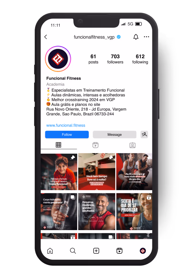 Demonstração do Instagram Funcional Fitness