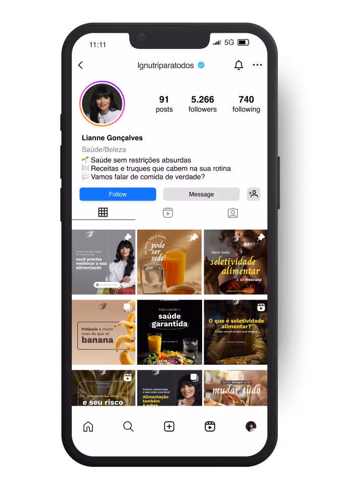 Demonstração do Instagram IG Nutri Para Todos