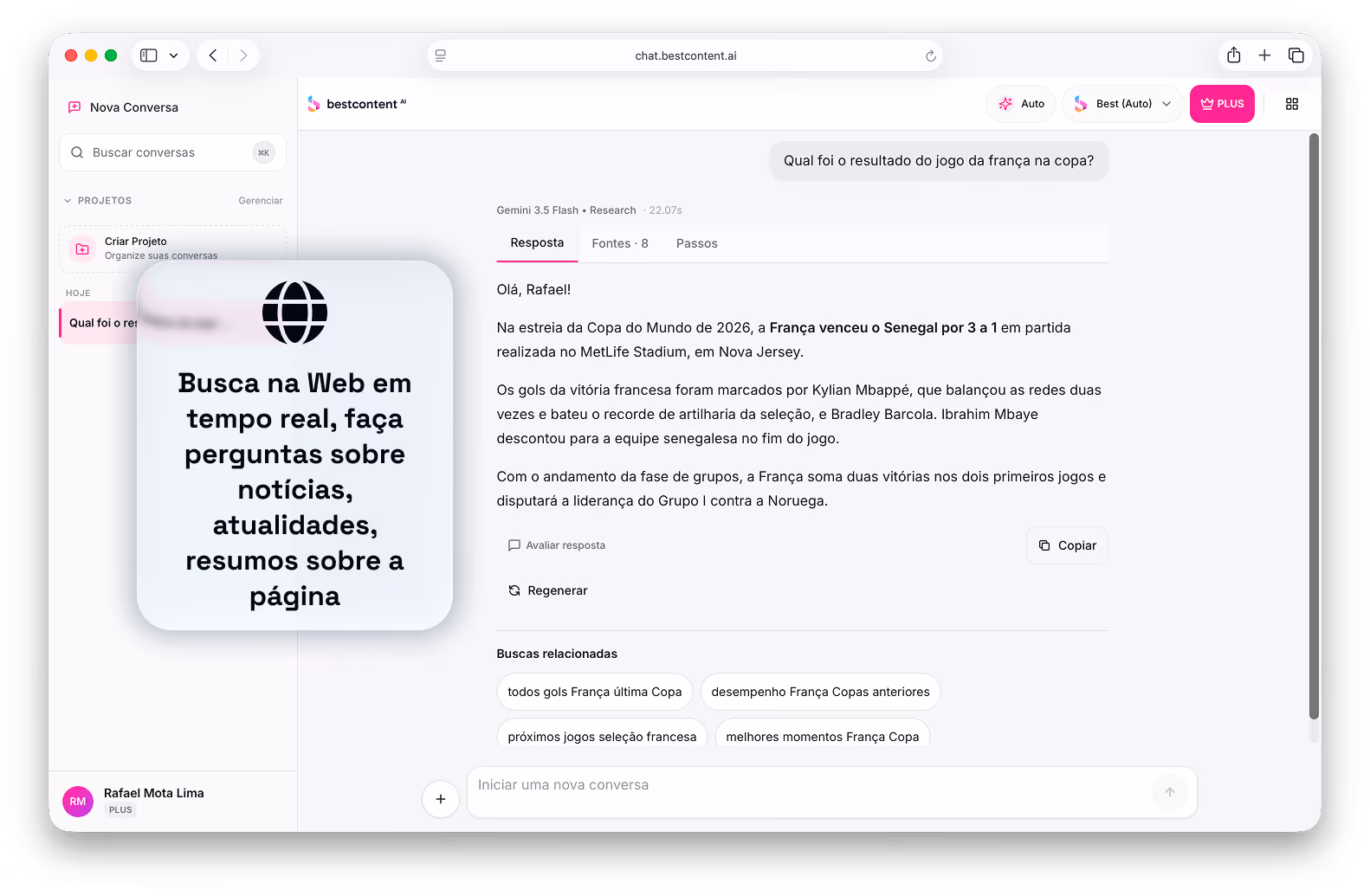 Web Search feature in BestContent Chat
