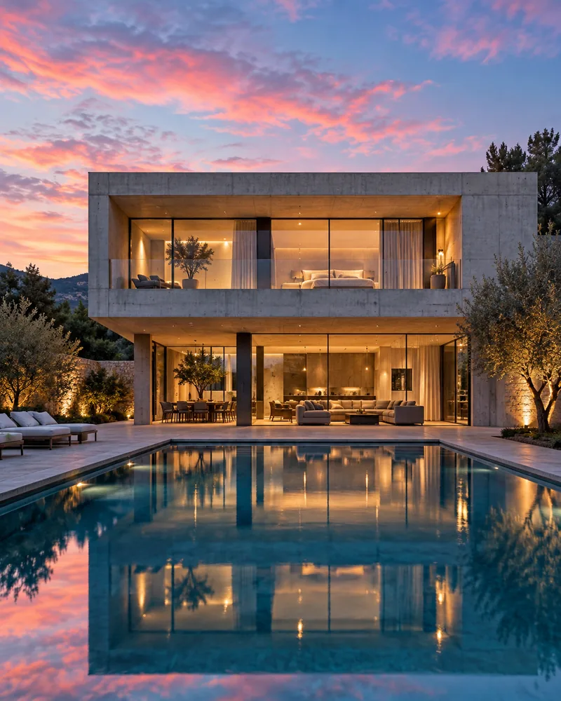 Landscape post with a photo of a house with a pool