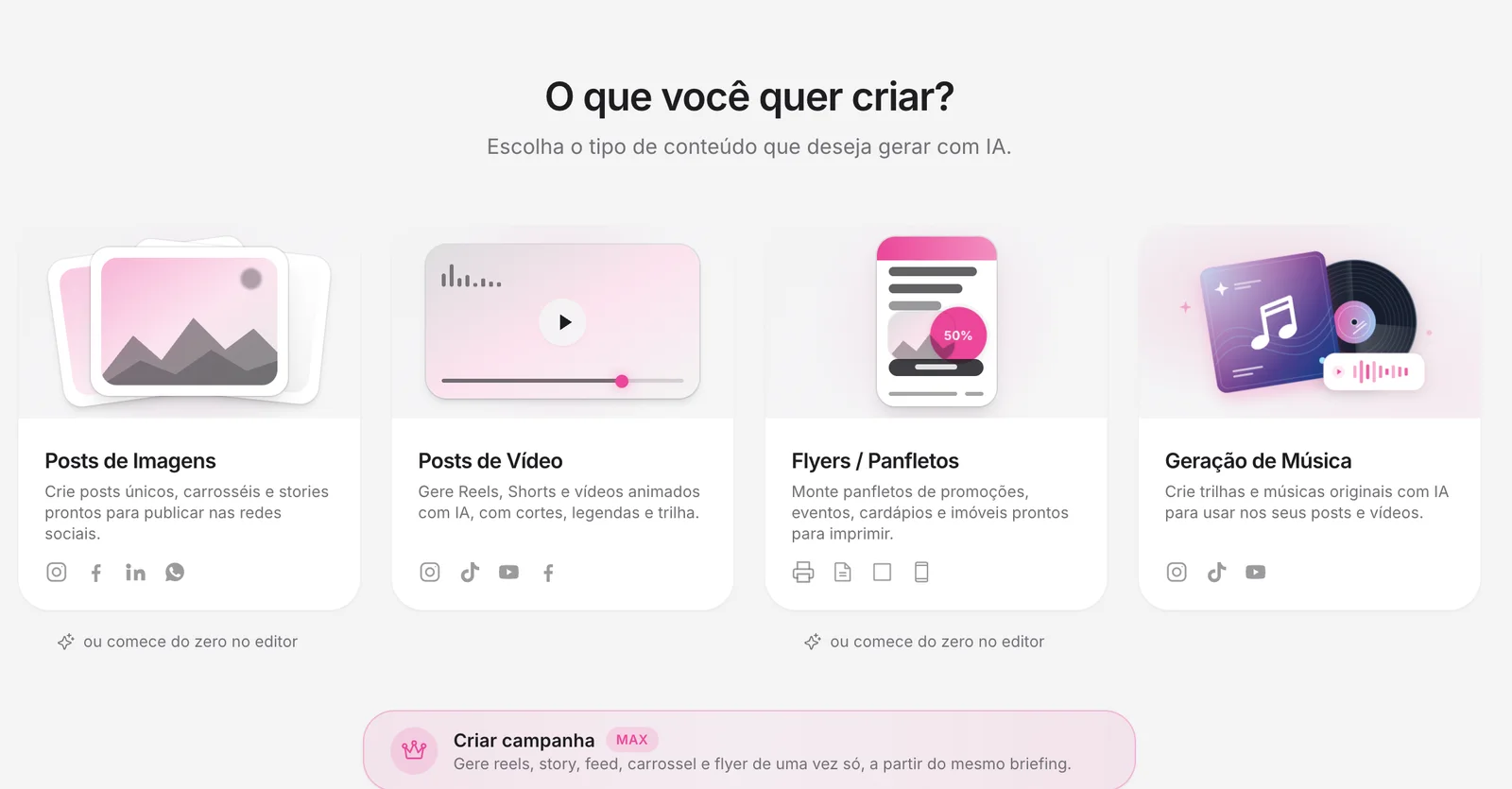 Open the Create screen