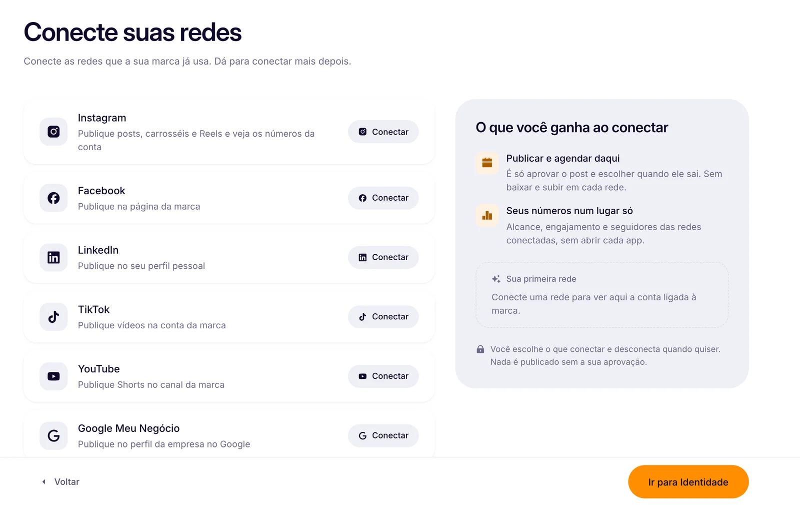 Abra a etapa Redes