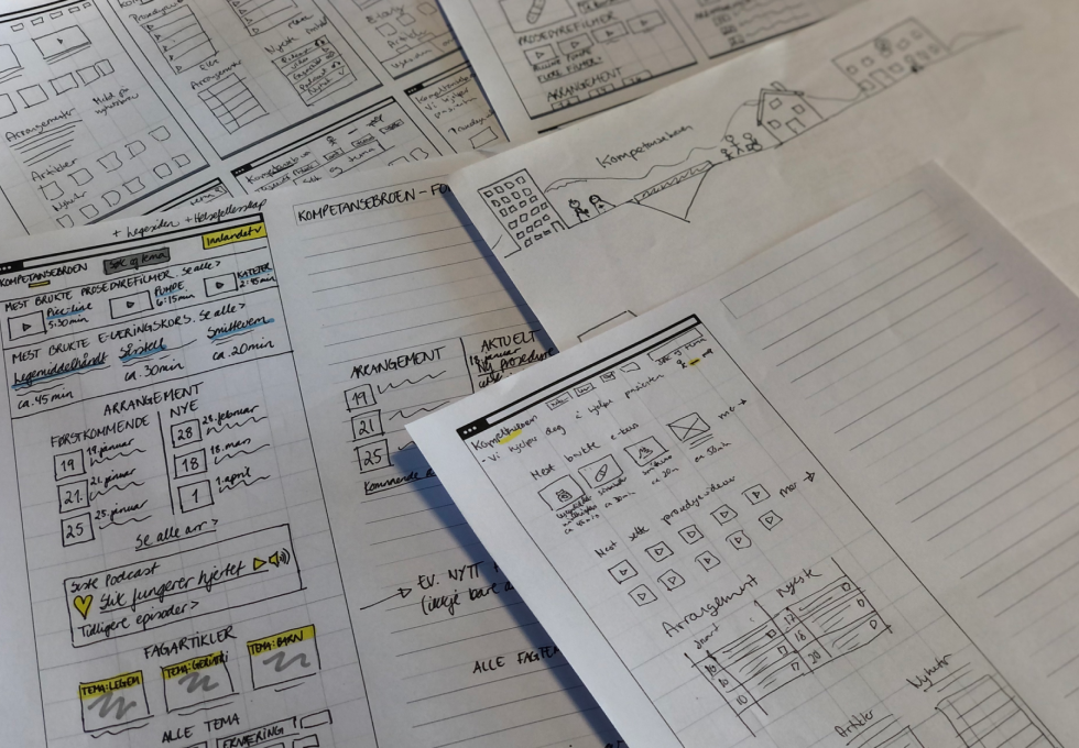 Showing hand drown sketches from the 6 up 1 up workshop.