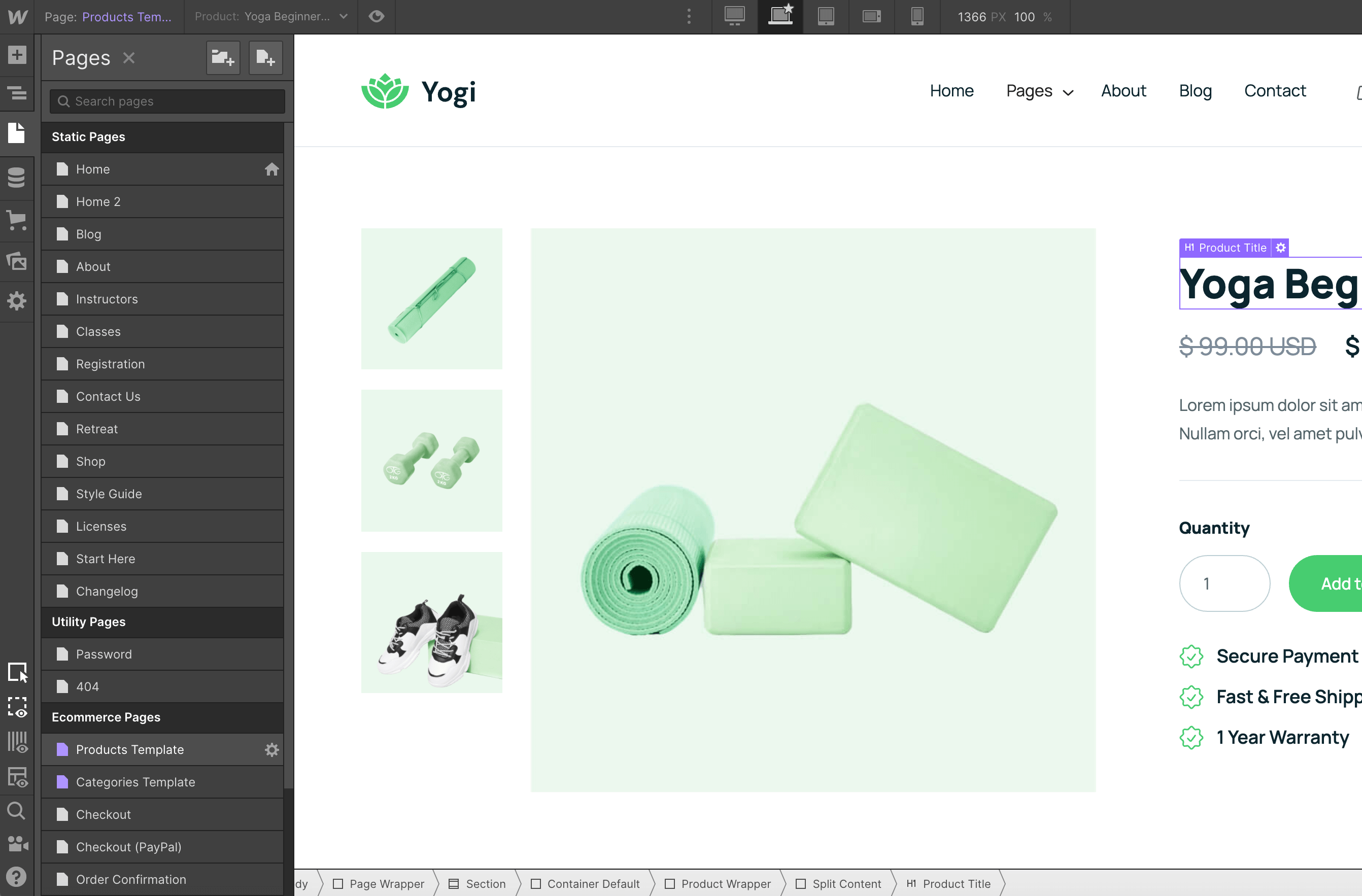 Product CMS - Yogi Webflow Template