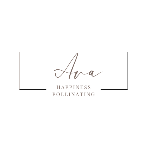 Ava Logo With Tagline, Happiness Pollinating
