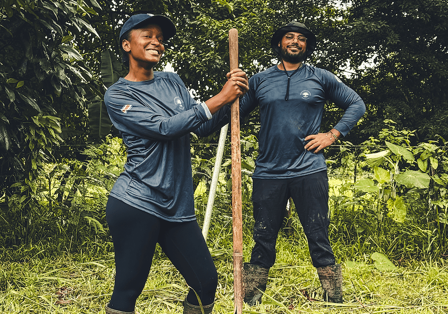 People holding tools for reforestation