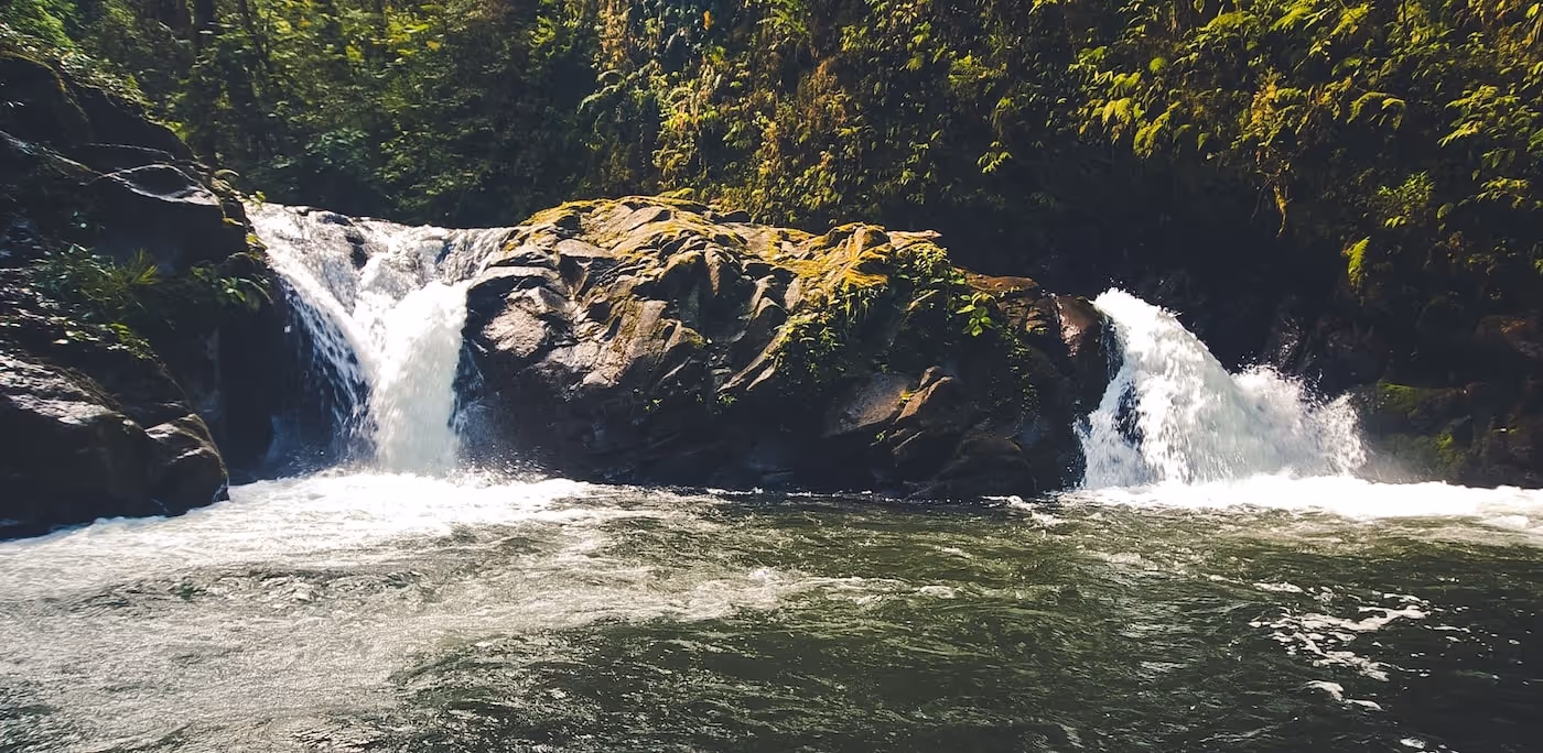 River with large rocks in the jungle 