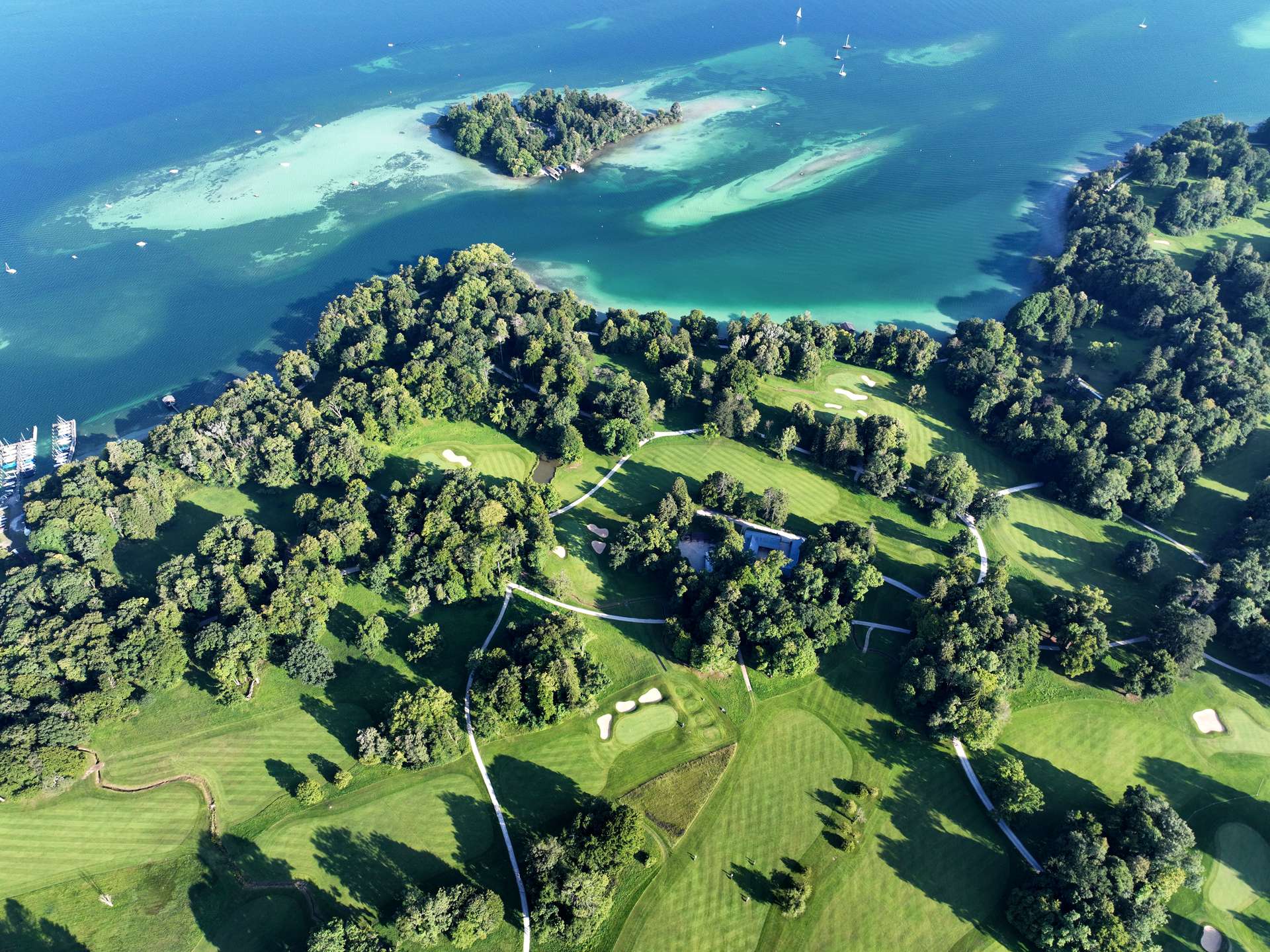 °Impression Golfplatz & Roseninsel von oben