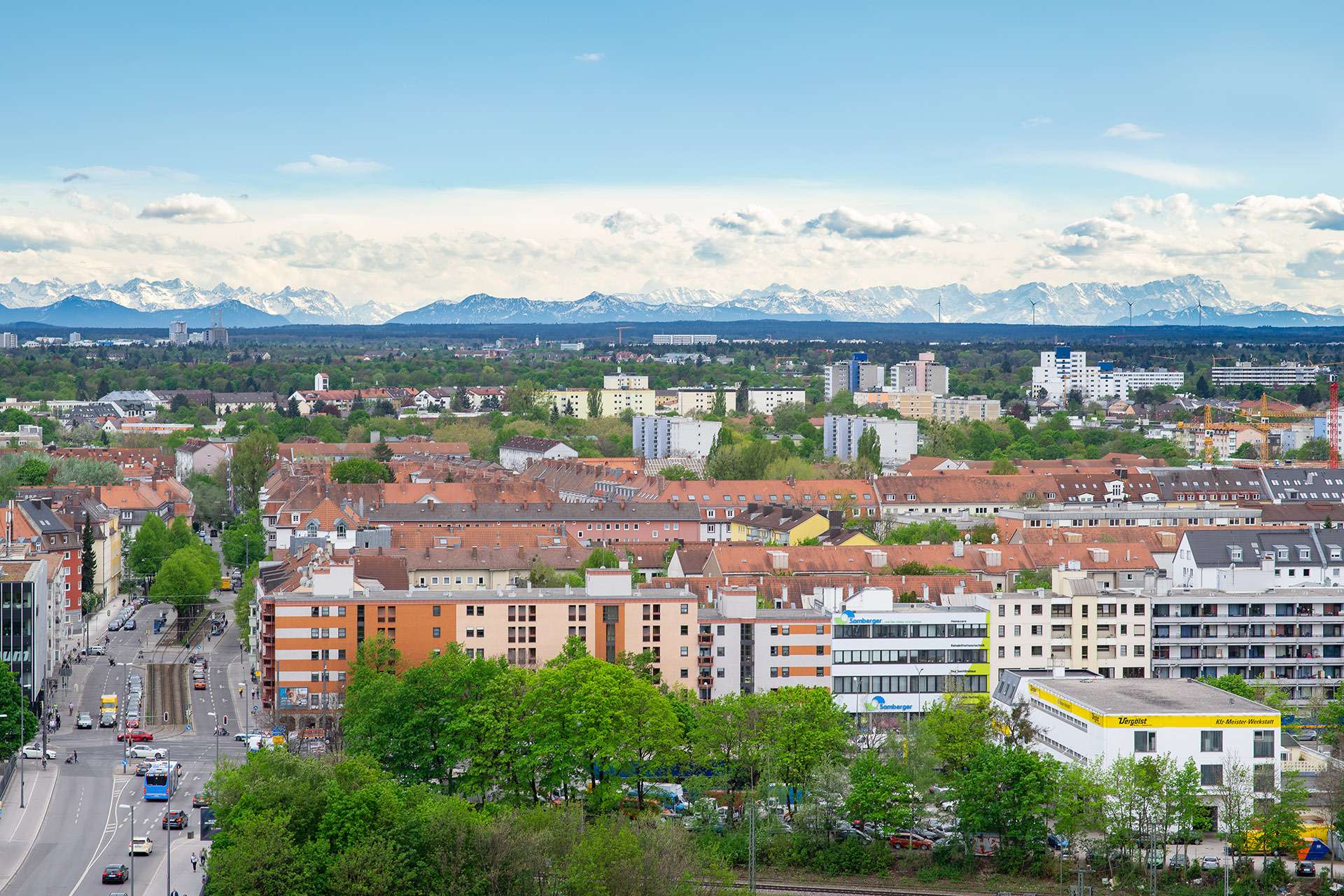 °Über München bis zu den Alpen