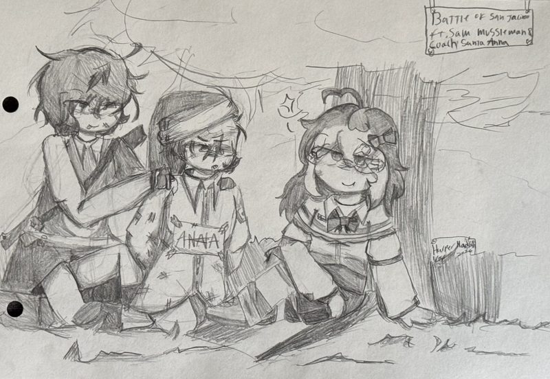 Harper Madison — Battle of San Jacinto manga illustration, pencil on paper