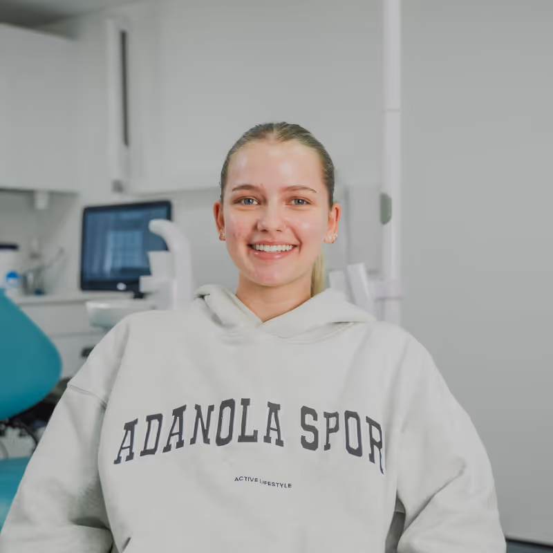 Smile in dental chair
