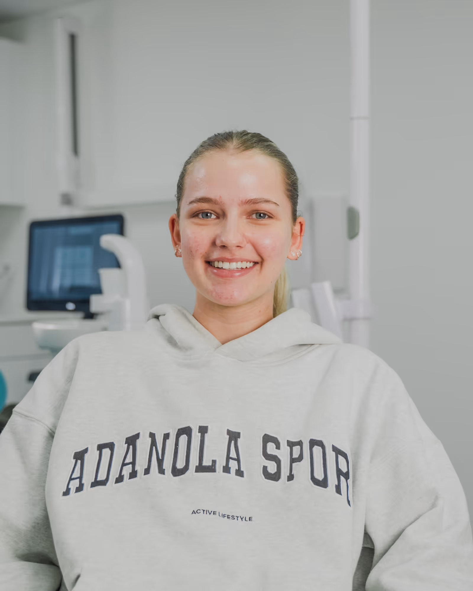 Smile in dental chair