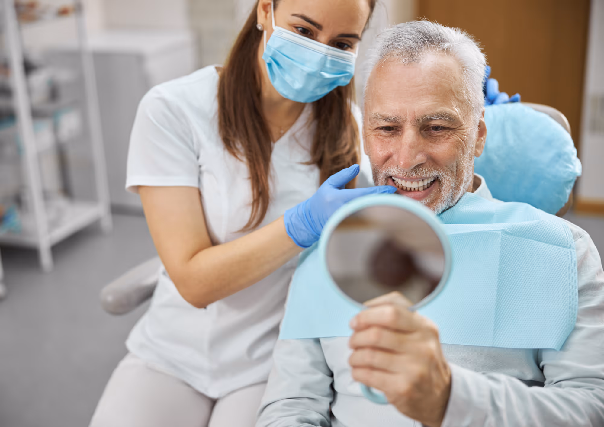 Older patient in dental chair