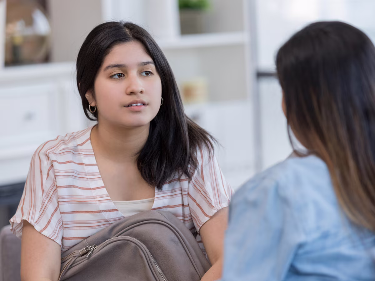 parent talking with teen