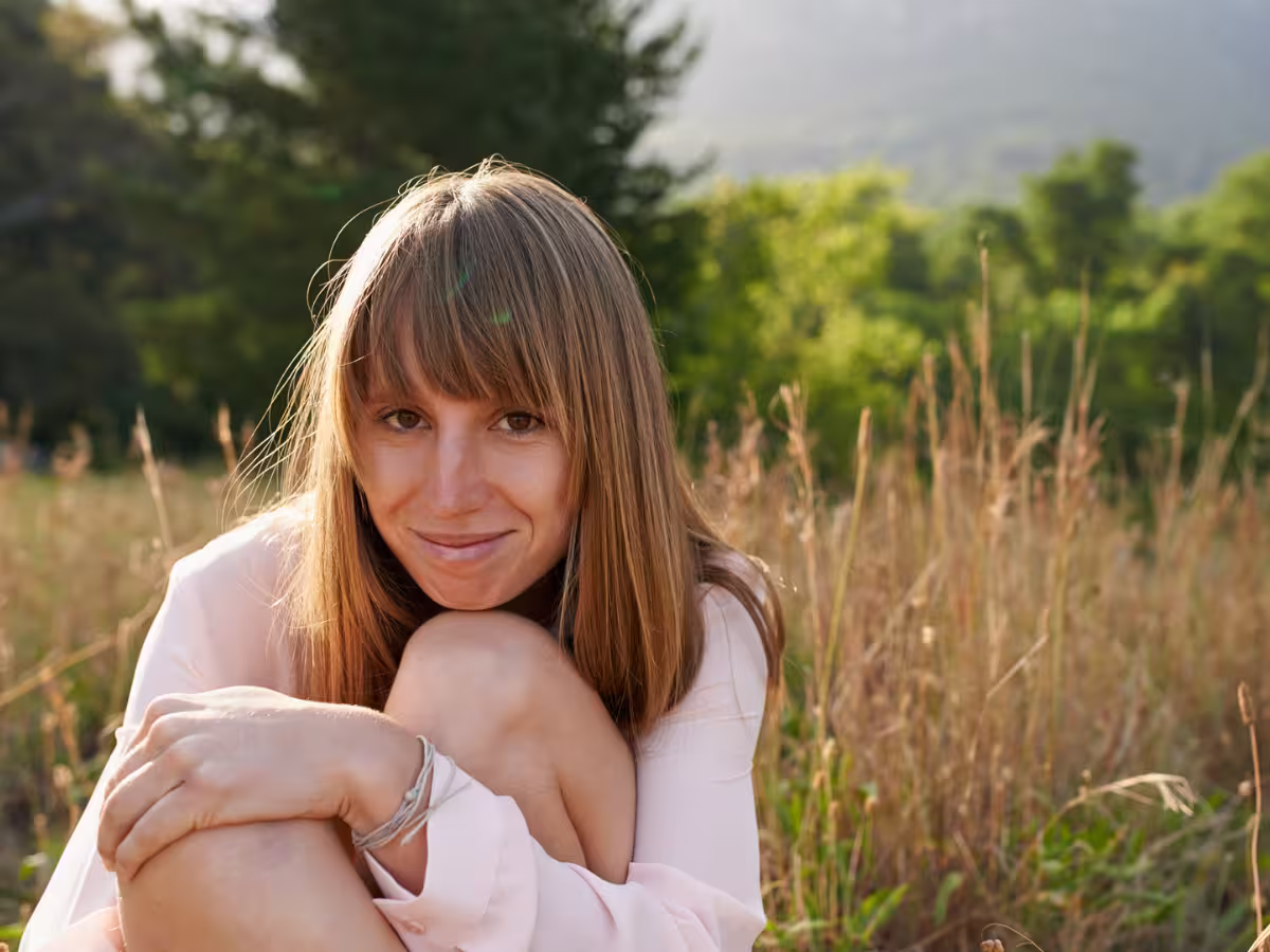 young woman in field
