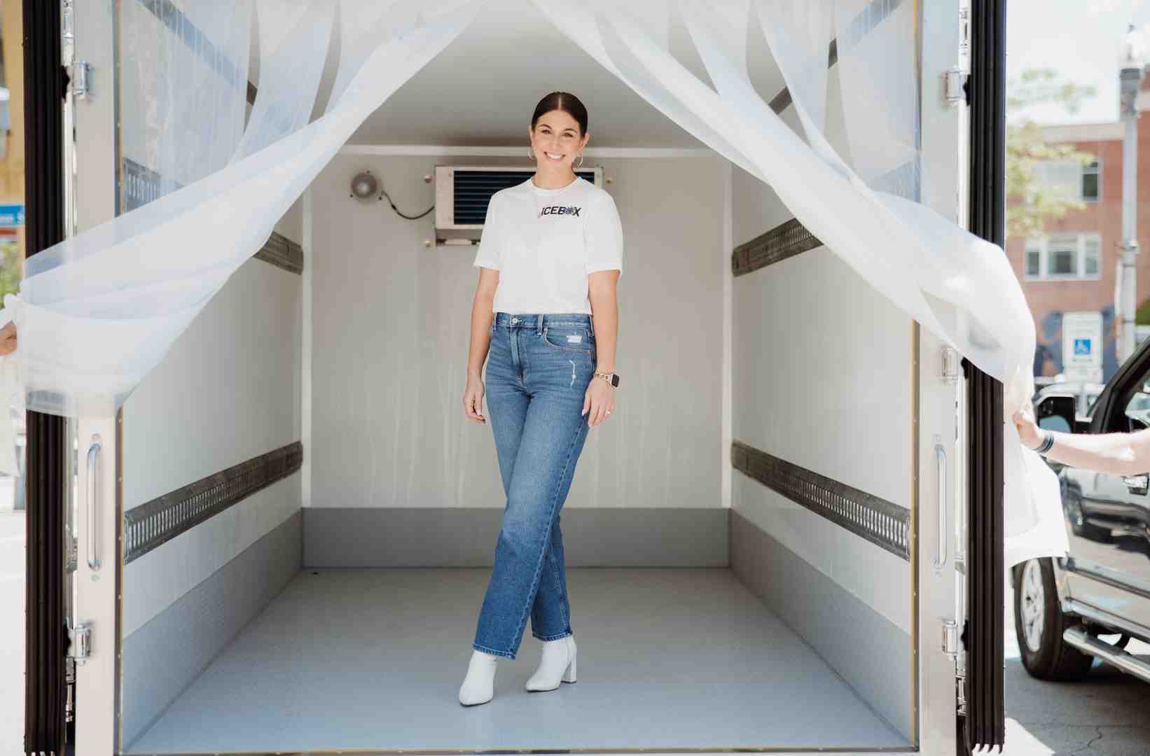 interior of a clean, empty refrigerated trailer showing its space and shelving - food storage solutions interior of a clean, empty refrigerated trailer showing its space and shelving - food storage solutions