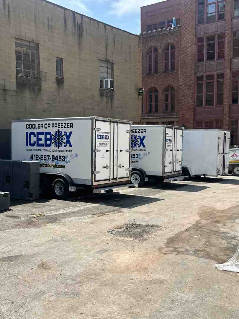 different sized refrigerated trailers side-by-side - mobile fridge hire price