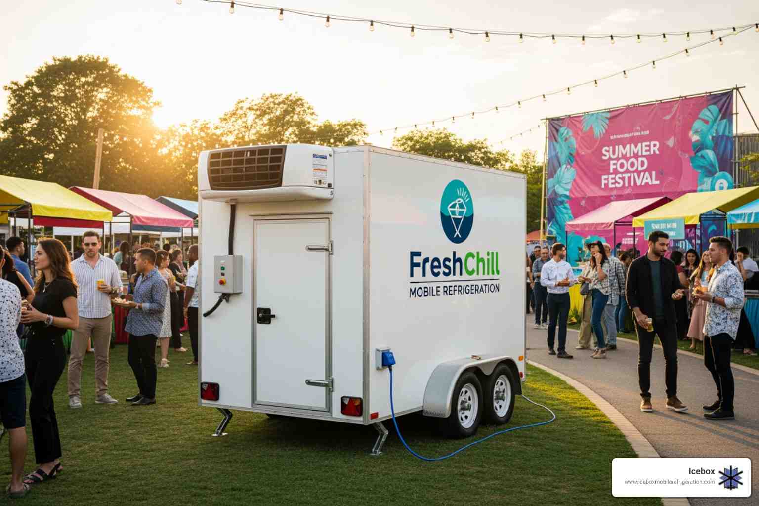 quiet mobile refrigerated trailer at an outdoor event - electric refrigerated trailer rental