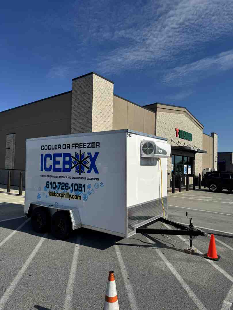 Modern refrigerated trailer parked at a Philadelphia commercial location - refrigerated trailer rental philadelphia