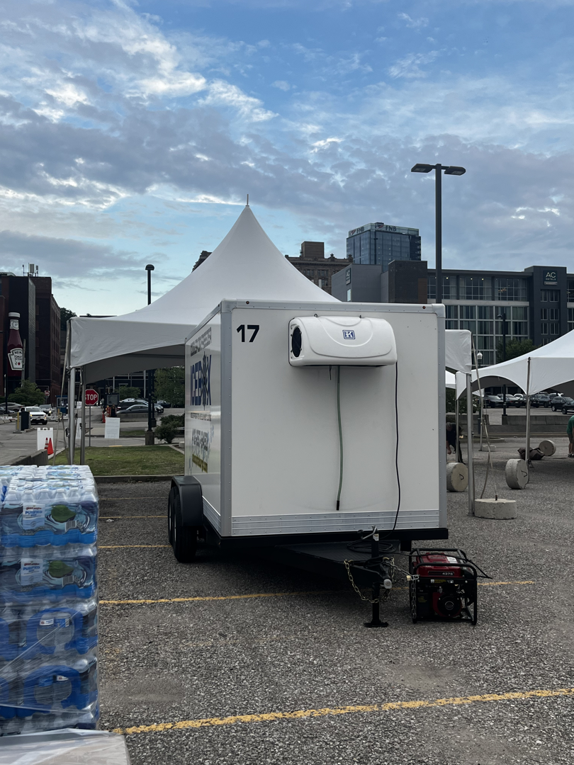 mobile refrigerated trailer at outdoor event - easy to set up