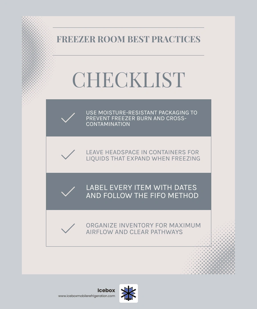 Infographic: Best practices for organizing a mobile freezer room for maximum efficiency infographic Infographic: Best practices for organizing a mobile freezer room for maximum efficiency infographic
