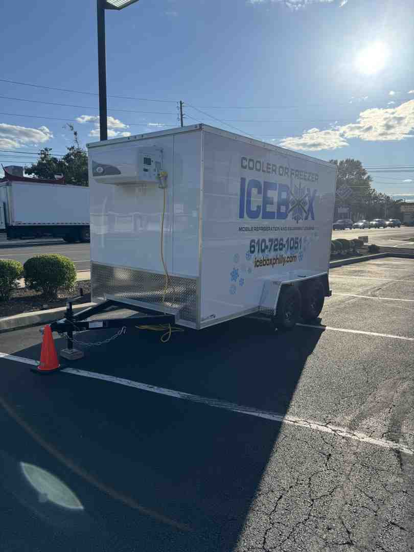 mobile cooler trailer setup for on-site use