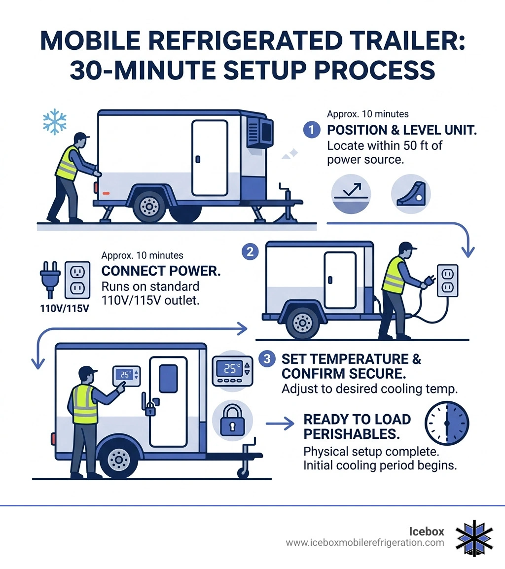 30-minute setup process infographic - refrigerator rental for events infographic 