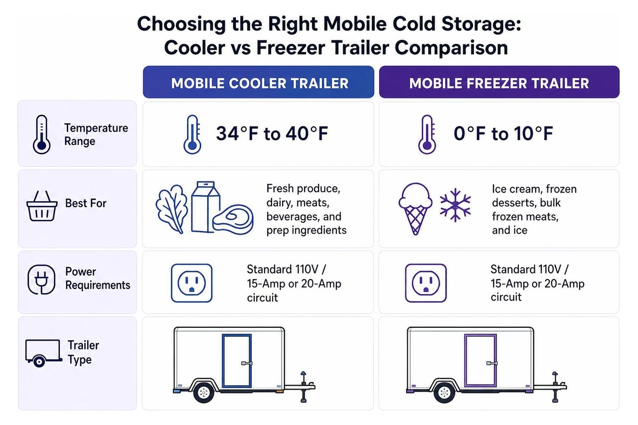 Choosing the right mobile cold storage: Cooler vs Freezer trailer comparison Choosing the right mobile cold storage: Cooler vs Freezer trailer comparison