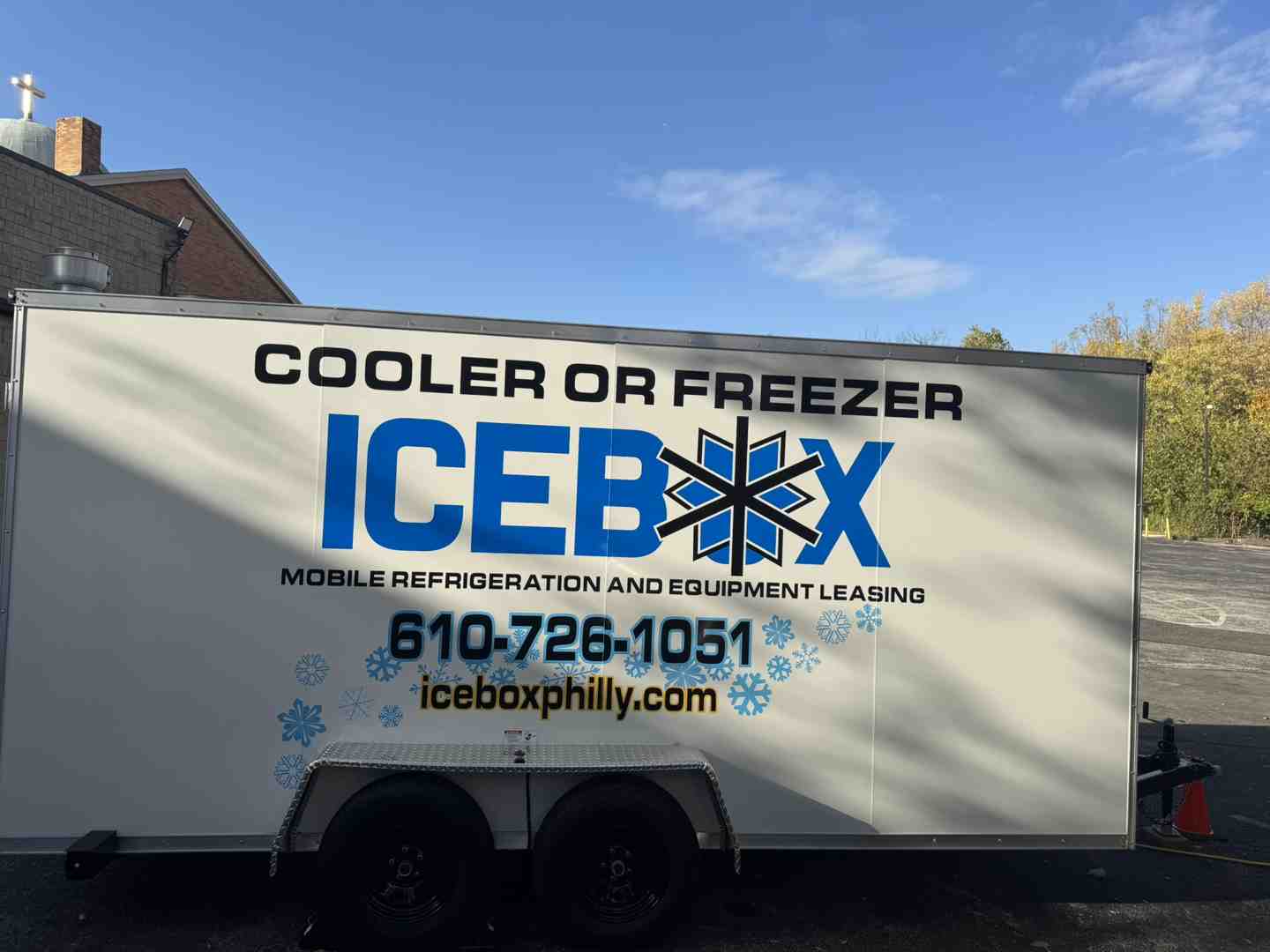 mobile freezer trailer parked on-site at a commercial kitchen location mobile freezer trailer parked on-site at a commercial kitchen location