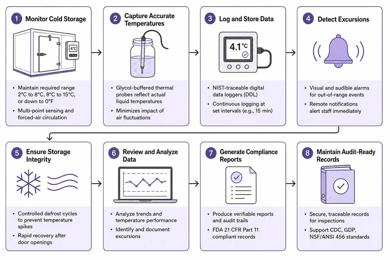 Data logging workflow for medical cold storage compliance Data logging workflow for medical cold storage compliance