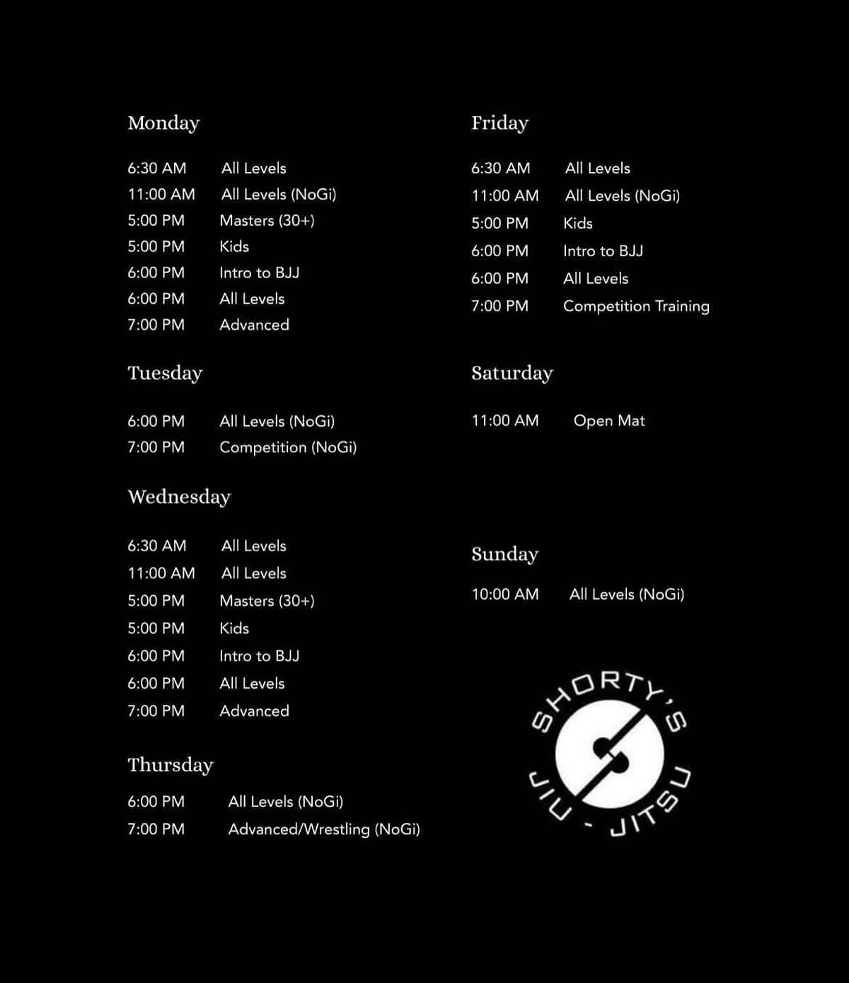 Schedule information