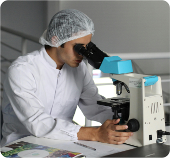Doctor using microscope