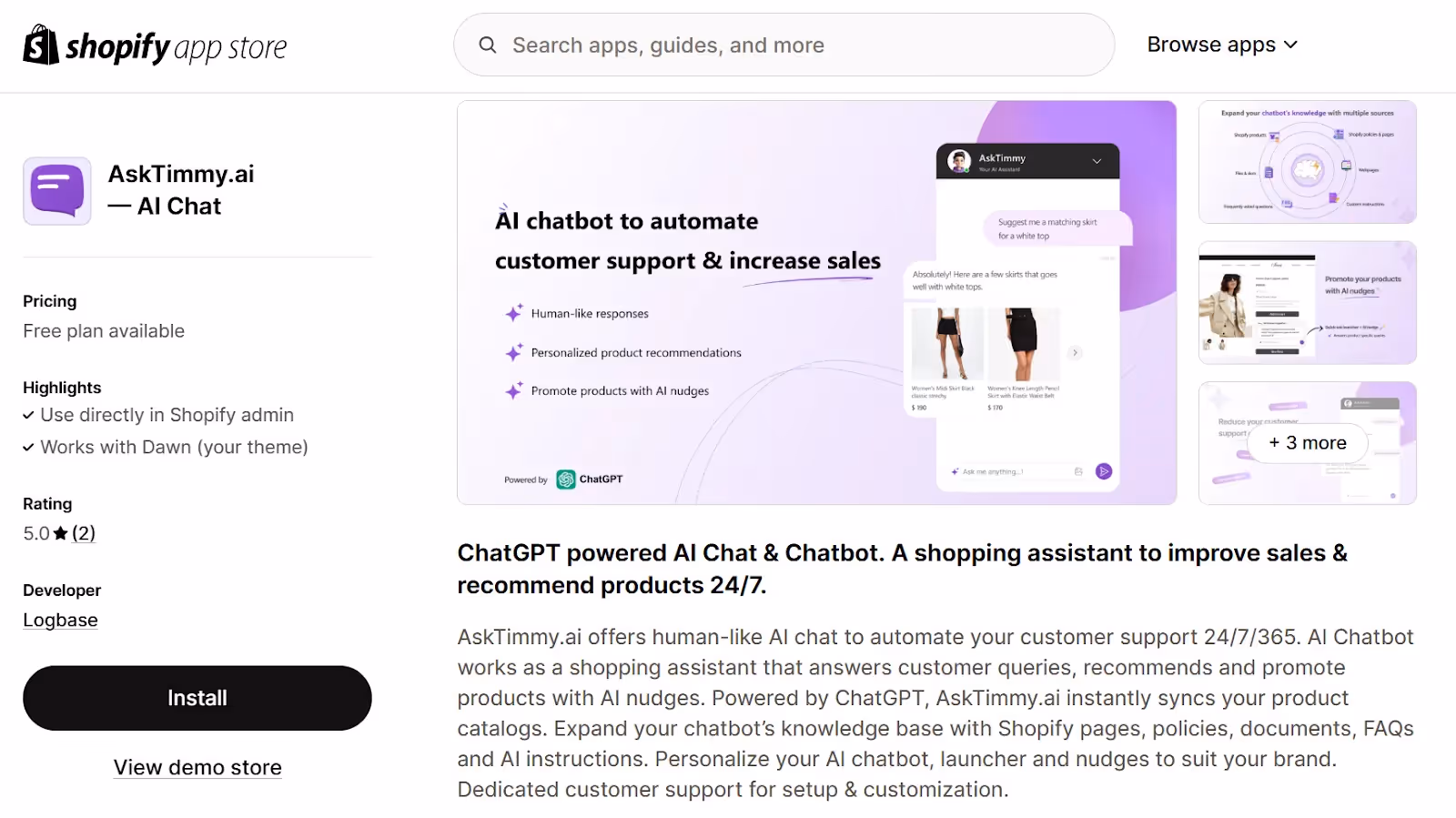 AskTimmy.ai to  reduce customer support using Shopify AI Chatbot