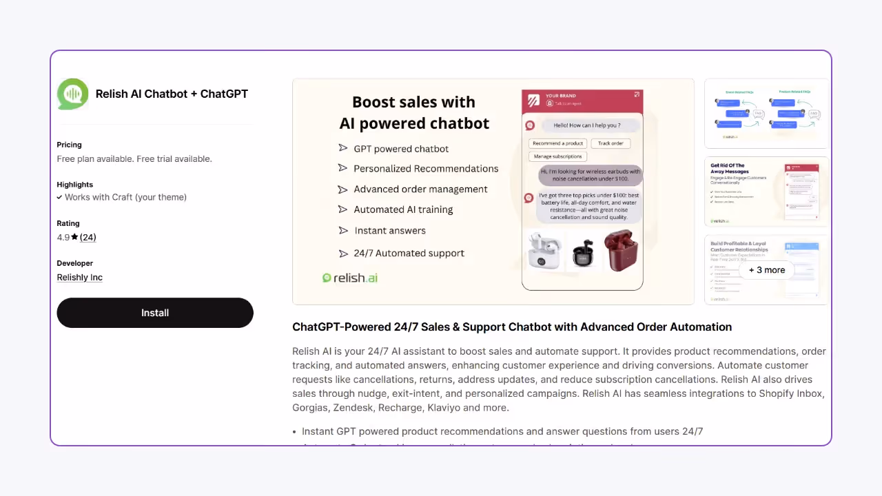 Relish AI - Best AI Chatbot for Product Recommendation on Shopify