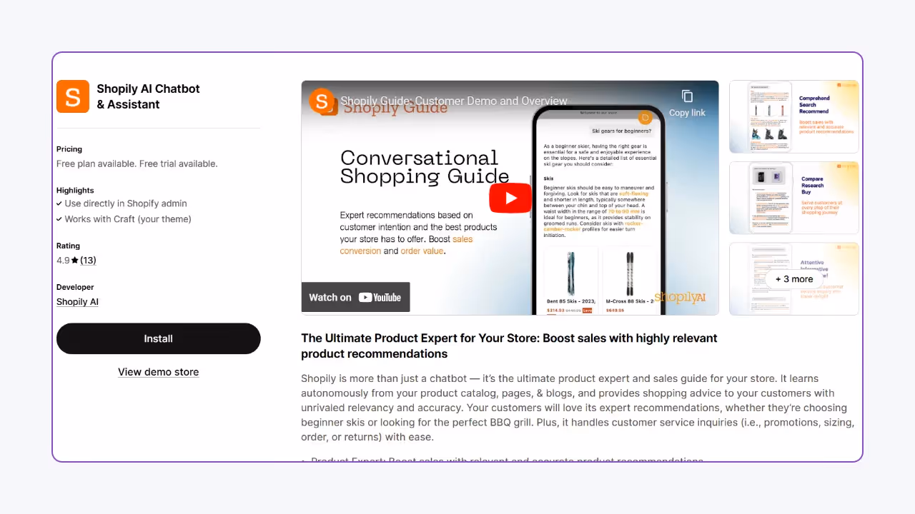 Shopily AI - Best AI Chatbot for Product Recommendation on Shopify