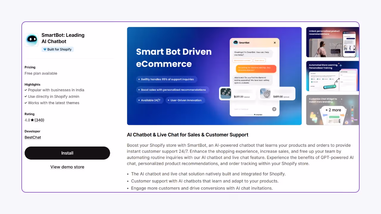 SmartBot - Best Shopify AI Chatbot to Show Related Product