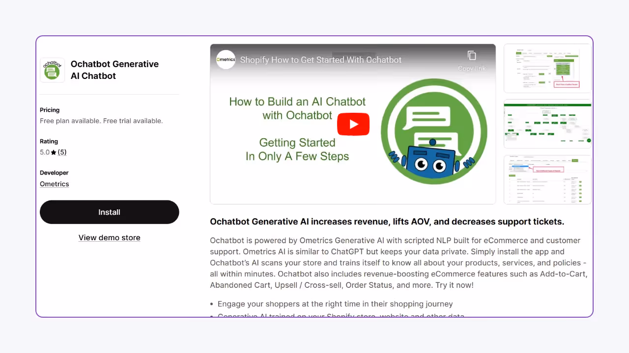 Ochatbot -Best Shopify AI Chatbot to Show Related Product