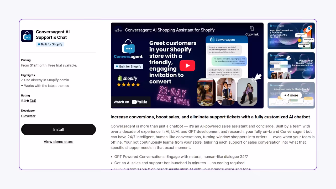 Coversagent AI - Best Shopify AI Chatbot to Show Related Product