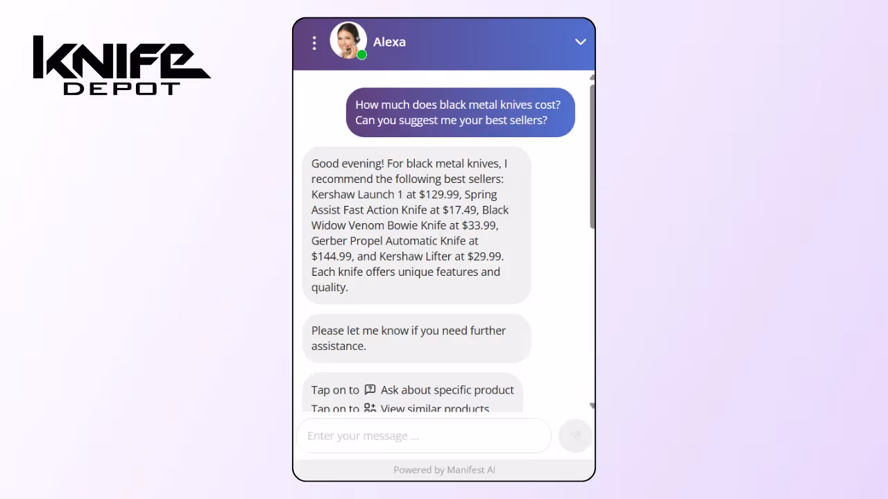 Knife Depot using AI assistant