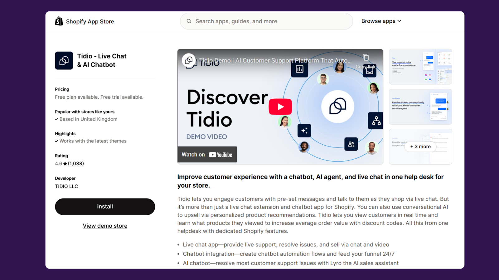 Tidio – Live Chat and AI Chatbot