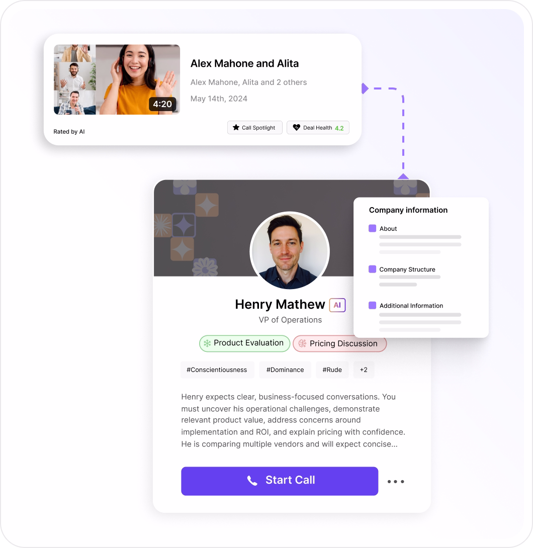 Outdoo AI Coach building a pre-call roleplay from a past call