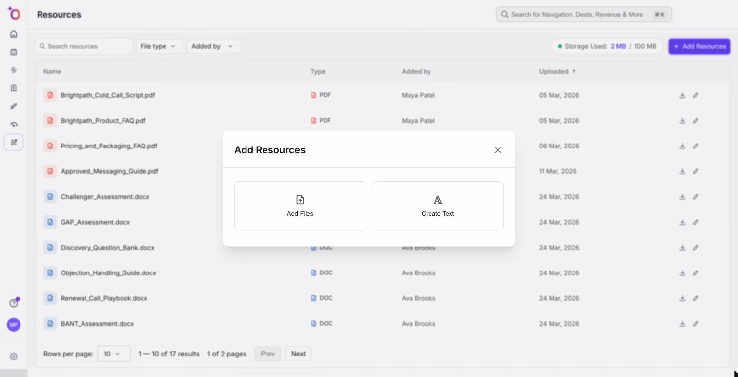 Ventana Add Resources con Add Files y Create Text