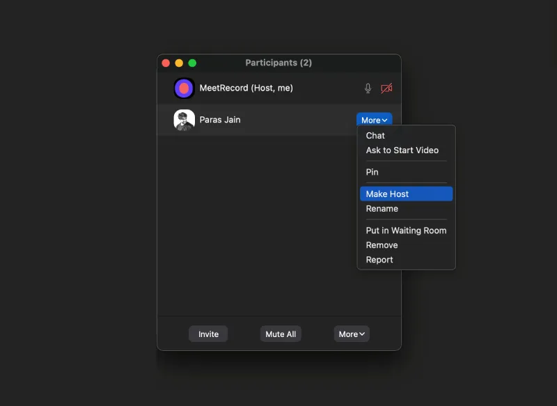 Zoom how to make host